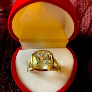 Size 8 silver cable ring, CZ stone